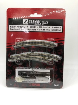 Rokuhan Z Scale 1/220 R027 Curved Remote Turnout Right Hand & R195mm 30 degree - Image 1 of 2