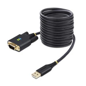StarTech.com 10ft/3m USB to Serial Adapter Cable, COM Retention, FTDI IC, USB-A - Photo 1/7