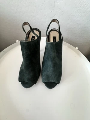 White House Black Market Suede Peep Toe Slingback Heels- Size 7.5 M - Image 1 of 4