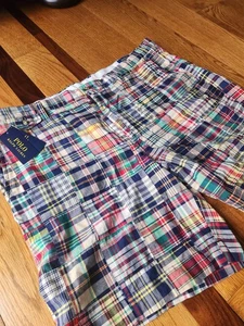 Polo Ralph Lauren PATCHWORK MADRAS PLAID Strait Fit 8" Shorts Size 40 **NEW** - Picture 1 of 10