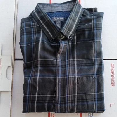 Van Heusen Never Tuck Dress Shirt Mens XLT 17-17.5 Long Sleeve Gray - Image 1 of 4