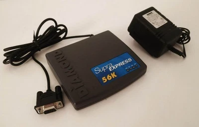 Diamond Supra Express 56 56K External Fax Modem SUP2730 + Power Supply TESTED - Image 1 of 4