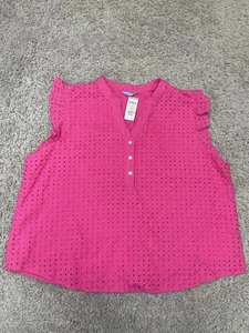 Draper James RSVP Eyelet Flutter Sleeve Blouse Pink Size XXL - Picture 1 of 12