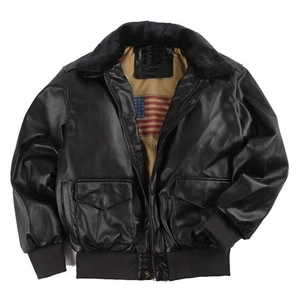 Men’s Air Force Pilot Leather Jacket Cowhide Aviator A-2 Flight Bomber Jacket - Picture 1 of 16