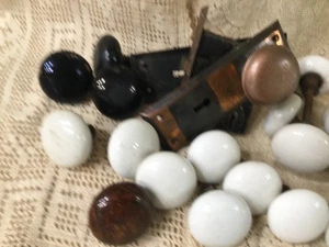 Vtg Porcelain Door Knobs Parts 23+ Lot  Replacement parts Door Plate - Picture 1 of 10