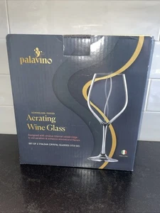NIB! Set/2 ~PALAVINO~ 17.5oz Aerating Wine Glasses ~ Italian Crystal - Picture 1 of 6