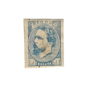 1873 Spain Carlist Insurrection 1R. Blue. Hinge. Thin Spot. - Picture 1 of 2