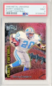 Barry Sanders 1998 Metal Universe Planet Football #1 PSA 9 - Imagen 1 de 2