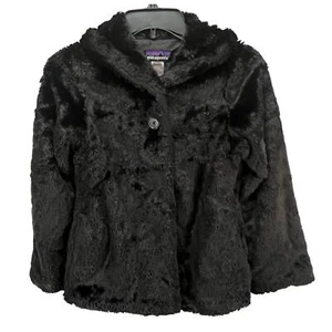 Patagonia Pelage Jacket Girls L Black High Pile Fleece Soft Faux Fur Outdoor  - Picture 1 of 18