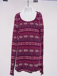 OP Girls Purple Long Sleeve Cotton Geometric Top Shirt Size L(11/13) - Picture 1 of 7