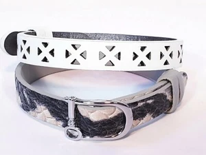 Keep Collective 2 Leather Bracelets White Perforated Black + White Snake Look - Picture 1 of 6