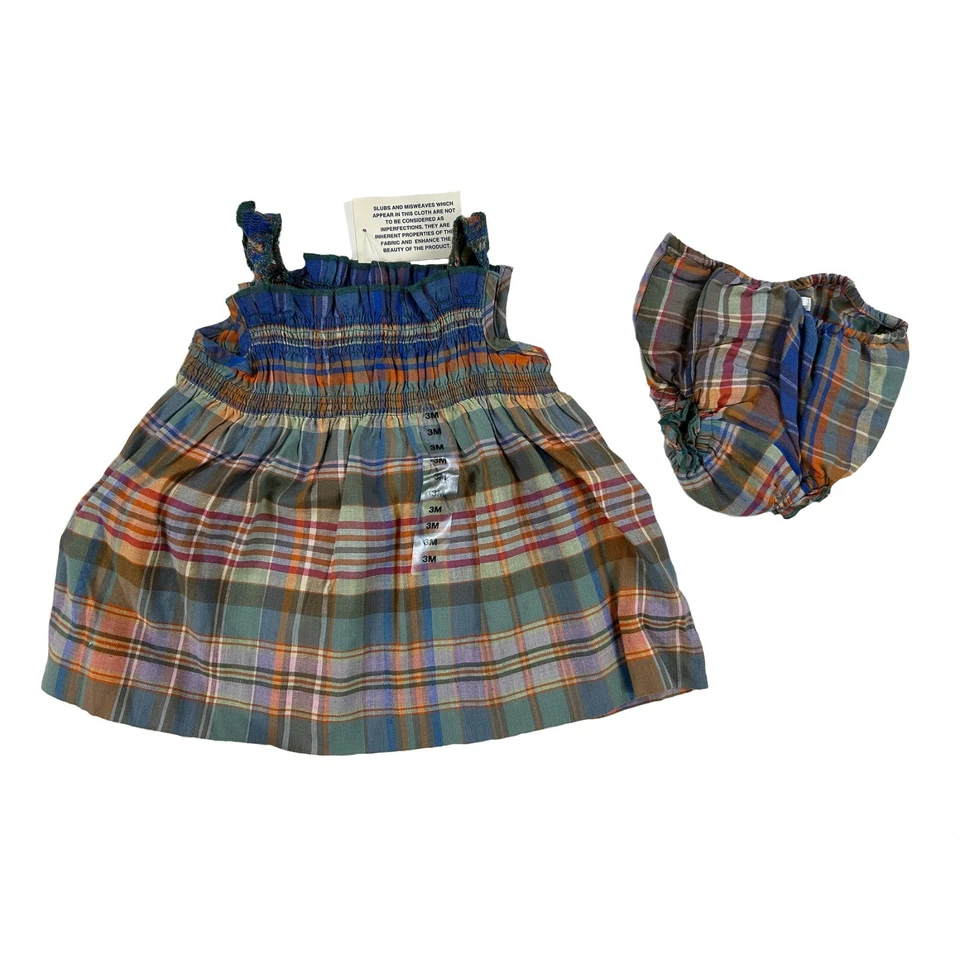 Vestido a Cuadros Polo Ralph Lauren Bebé Niña 2 Piezas Lino Algodón - Multicolor - Foto 1 de 3