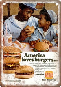 Burger King Hamburger Vintage Werbung 12" x 9" Reproduktion Blechschild N460 - Bild 1 von 1