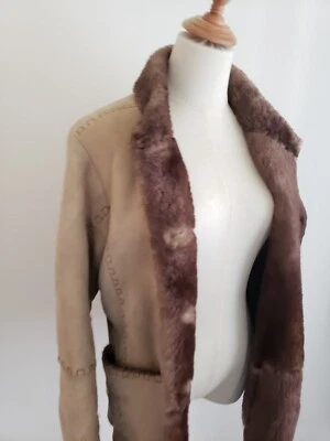 Abrigo de piel de oveja suave de cuero de cordero Arrow chaqueta de piel de oveja genuina moteada M/L Foto 1 de 4