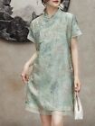 2024 Summer New Chinese Retro Silk Dress Womens Embroidered Chinese Qipao Dress