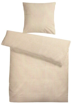 Seersucker Bettwäsche 135x200 Sommer Bettwäsche Bügelfrei Bettbezug gestreift - Bild 1 von 4
