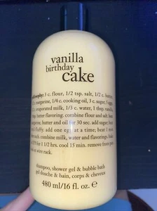 PHILOSOPHY Vanilla Birthday Cake 8 Fl Oz Shampoo Shower Gel & Bubble Bath New - Picture 1 of 3