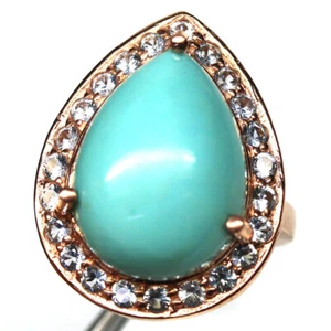 925 Silver 13 x 18 mm. Blue Turquoise & Tanzanite Jewelry Ring Size 6 - Picture 1 of 4