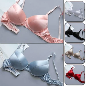 Women Ultrathin Silk Satin Bra Wireless Comfortable Bralette Underwear Lingerie - Picture 1 of 21