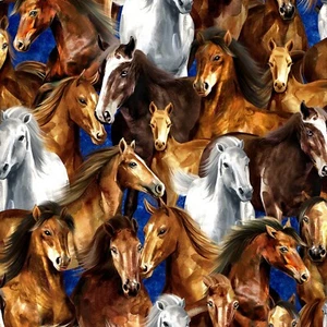 Running Wild Stacked Horses Oasis Fabrics by Oasis Collection 44" Wide - Picture 1 of 2