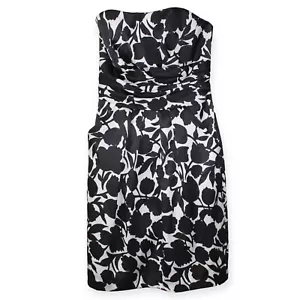 David’s Bridal Strapless Black White Floral Formal Bridesmaid Prom Dress Size 2 - Picture 1 of 11