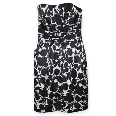 David’s Bridal Strapless Black White Floral Formal Bridesmaid Prom Dress Size 2 - Image 1 of 4