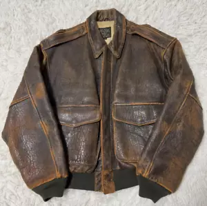 AVIREX Type A-2 flight jacket Leather Brown Size XS used 30-1415 JAPANFREE SHIP - Picture 1 of 9