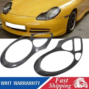 Carbon Fiber Headlight Eyelid Eyebrow Trim Cover For Porsche Boxster 986 911 996 - Picture 1 of 9