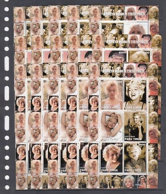 Marilyn Monroe Estrellas de Cine 2000 Timor Oriental 18 V 3 M/s Perf Set X 5 Lote al por mayor Foto 1 de 2