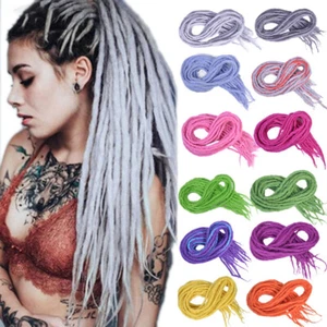 22" Double Ended Wool Dreadlocks Extensions Crochet Braiding Woollen Dreads Locs - Picture 1 of 61