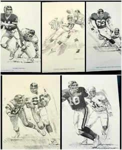 NFL 1981 Shell Football Print NY Giants LOTTO 5 Simms,Carson,Jeter,Taylor,Van Pelt - Foto 1 di 11