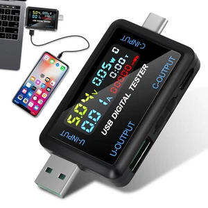 USB-C und USB Tester 2 in 1, DC 4,5–32 V, –6,5 A, Strom Spannung Volt Messgerät - Bild 1 von 9