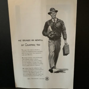 Vintage 1949 Bell Telephone Brings an Armful Ad Advertisement - Picture 1 of 4