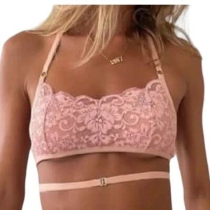 We are HAH x Free People Don't Cross Me Lace Halter Bra Dusty Rose NWT - Picture 1 of 9