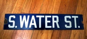 Antique Original Downtown Chicago Porcelain Street Sign - South Water Street - Picture 1 of 2