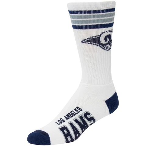 NEW Los Angeles Rams Reverse Stripe Deuce Crew Socks NFL 2 Sizes Available Cover