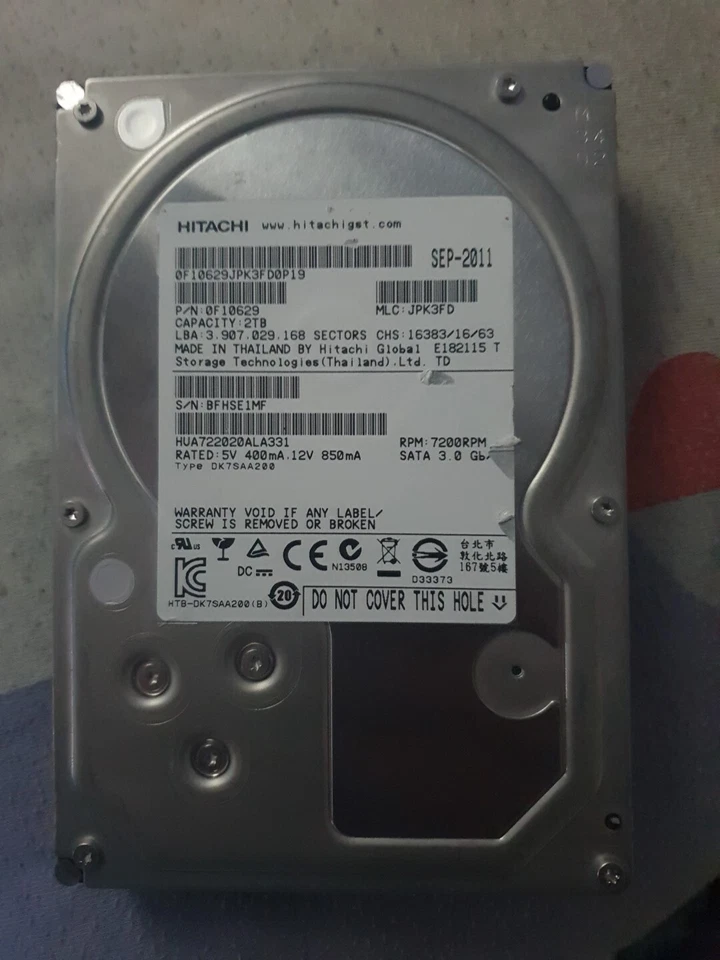 das ist die Hitachi Ultrastar 2TB 3,5" 7200RPM SATA - Bild 1 von 1