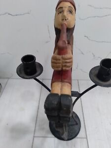 Rare-Rare----"The Smoking Elf".   With candle holders