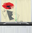 Vintage Woman Kitchen Curtains 2 Panel Set Window Drapes 55&quot; X 39&quot; Ambesonne