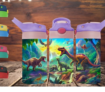 Botella de agua vaso para niños dinosaurio hecho a mano de 12 oz Foto 1 de 2