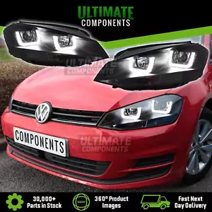 VW Golf Mk7 2012-2017 Projector LED DRL Headlights Xenon Look GTD Black - Picture 1 of 12
