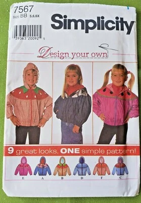 Simplicity #7567 Girls Blouson Jacket Uncut  Sizes 5 6 6X  9 Variations - Image 1 of 2