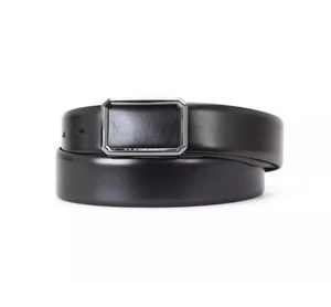 Hugo Boss Mens Ereso Leather Belt Black UK 90 W34 - Picture 1 of 7