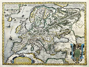 Europa Europa continente continente mapa mapa carte graving Ortelius 1595 - Imagen 1 de 1