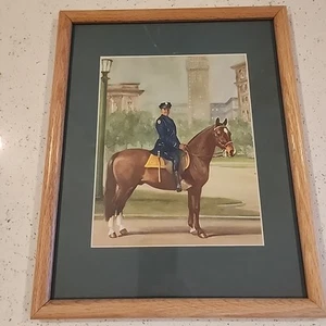 HORSES Policeman on a Morgan Vintage 1951 Dennis Color Print Matte & Framed Art - Picture 1 of 5