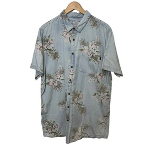 Rip Curl Size XL Light Blue Floral Hawaiian Print Shirt - Picture 1 of 9