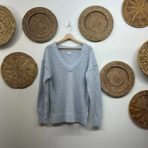 Maglione Aerie bambino blu scollo a V accogliente maglione oversize maglia piccolo - Foto 1 di 7