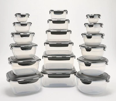 LOCK & LOCK LocknLock Multi-Shape Nestable Food Storage Set with Lids 18-Pc K92659 SLATE