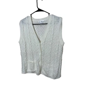MS Casuals Vintage Zopfmuster Weste Damen L ärmellos Knopfleiste Pullover - Bild 1 von 5