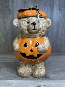 TIKTOK VIRAL HALLOWEEN CREEPY CRITTERS PUMPKIN BEAR COOKIE JAR 10" T x 6" W NWT - Picture 1 of 7